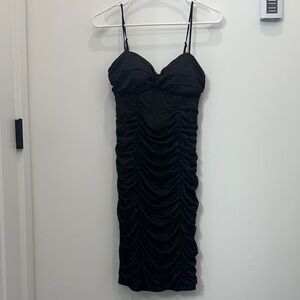 Studio Y Black Ruched Mini Dress
